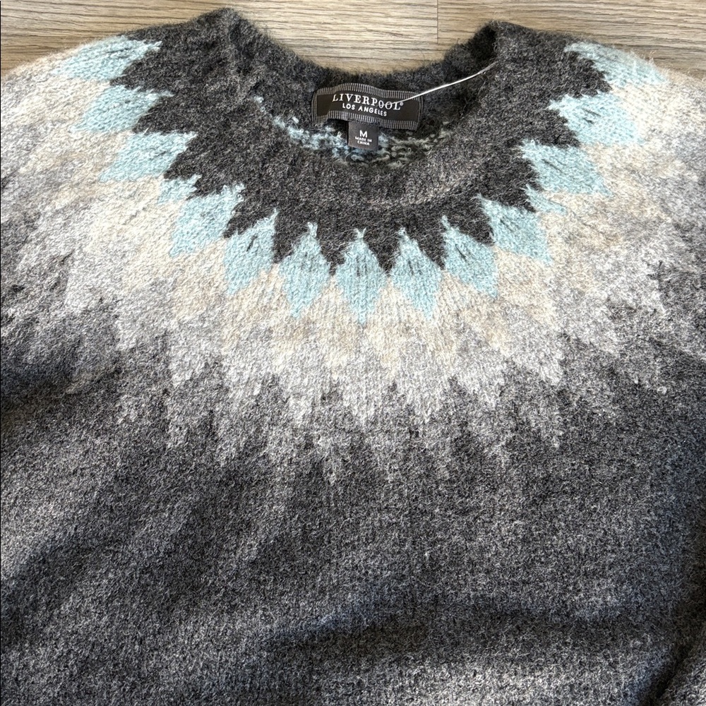 Liverpool Los Angeles Fair Isle Crew Neck Sweater Size Medium NWT - Picture 3 of 8